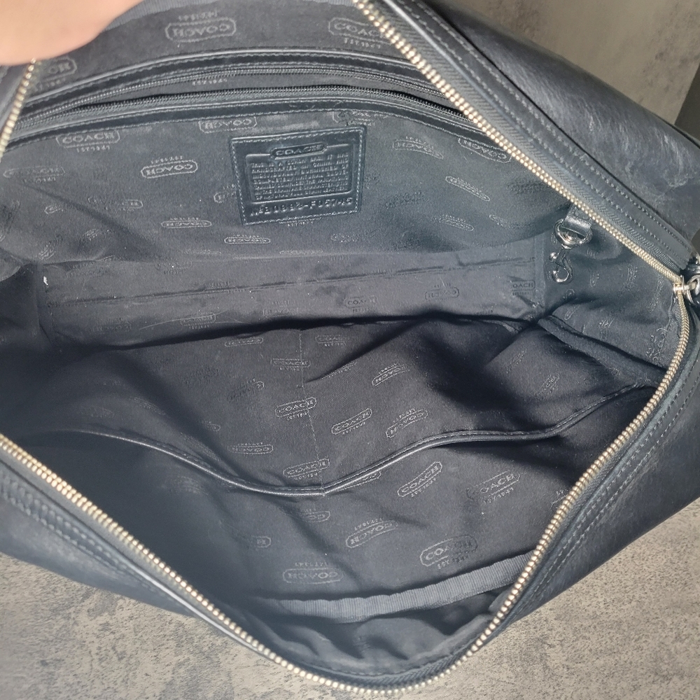 COACH Unisex Bag 70181 HUDSON COMMUTER C Briefcase Shoulder Bag Black Leather - Picture 5 of 6